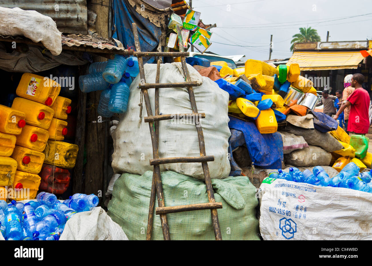 Addis Ababa Ethiopia Capital Africa main market in city with recycling