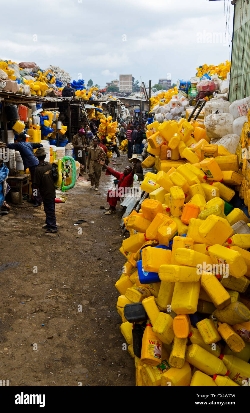 Addis Ababa Ethiopia Capital Africa main market in city with recycling