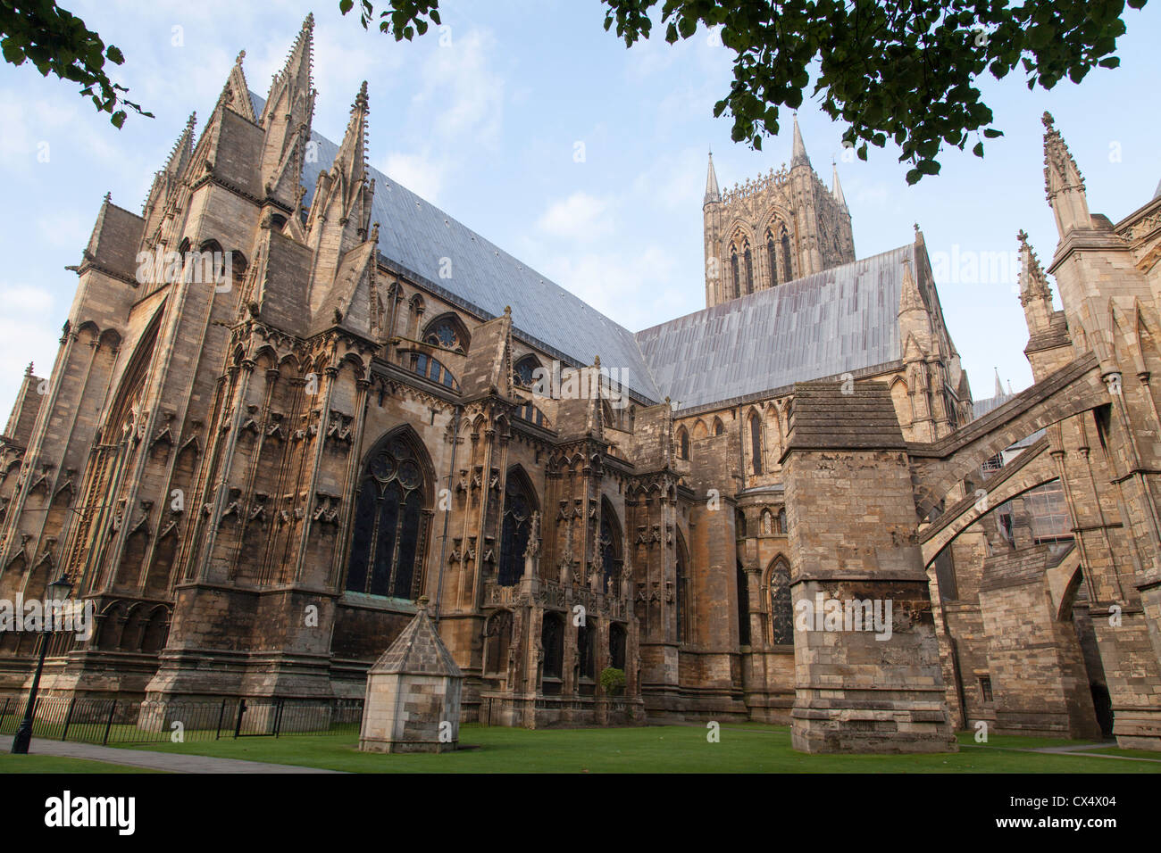 The east side of Lincoln cathedral, and the King Richard Door,Lincolnshire,UK Stock Photo