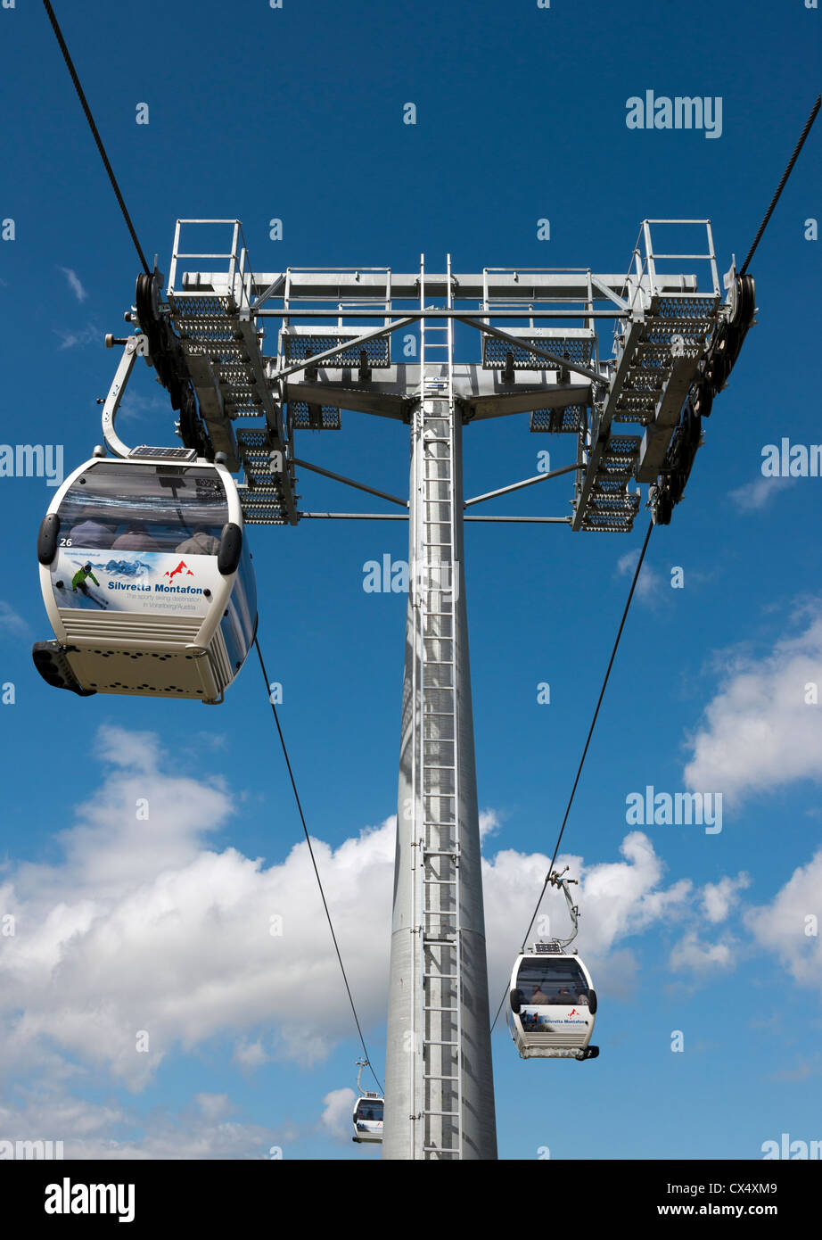 3 cable cars against a blue sky over Floriade 2012 World Horticultural ...