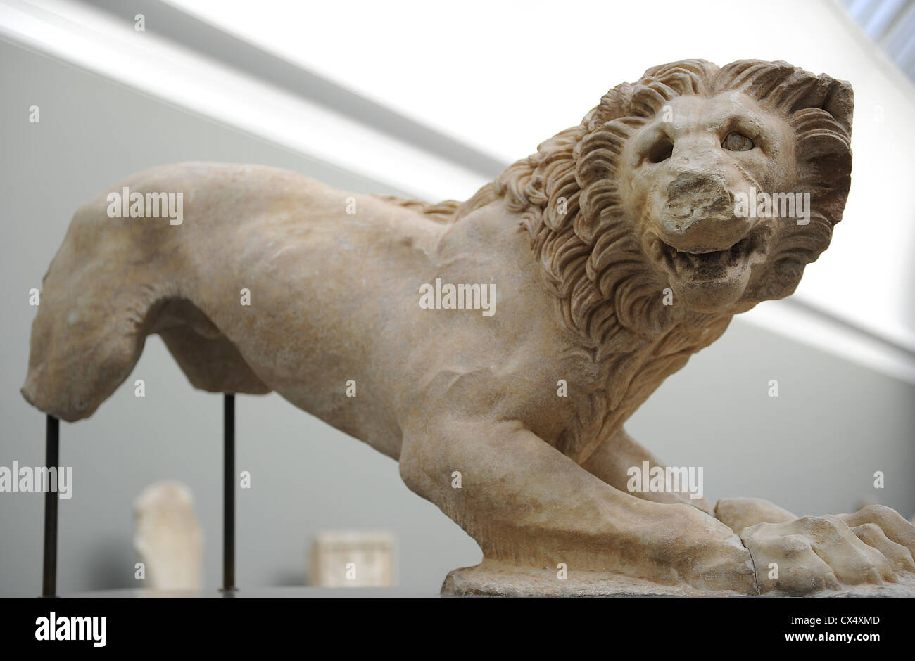 Tomb Lion. Marathon. 330 B.C. Marble. Sculpture. Ny Carlsberg Glyptotek. Copenhagen. Denmark. Stock Photo