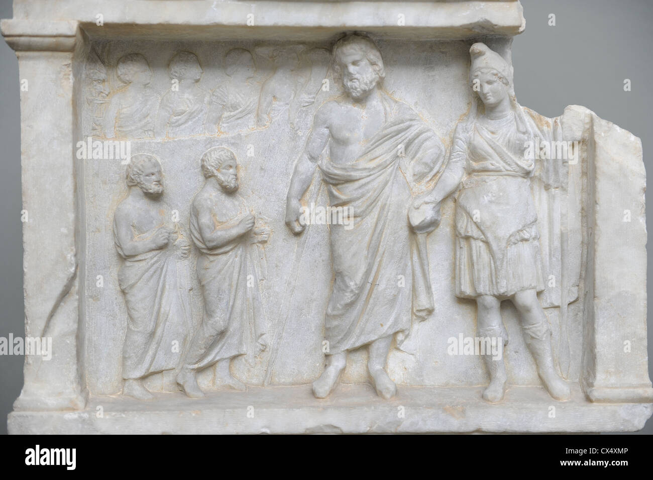 Greek art. Offering to Artemis Bendis. Harbor of Piraeus. Greece. 329-328 B.C. Marble. Ny Carlsberg Glyptotek. Copenhagen. Stock Photo