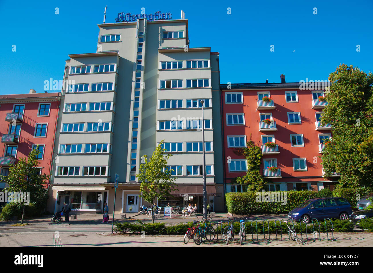 Functionalist block of flats (1932) by Ragnar Dahl at Frogner plass square Frogner district Oslo Norway Europe Stock Photo