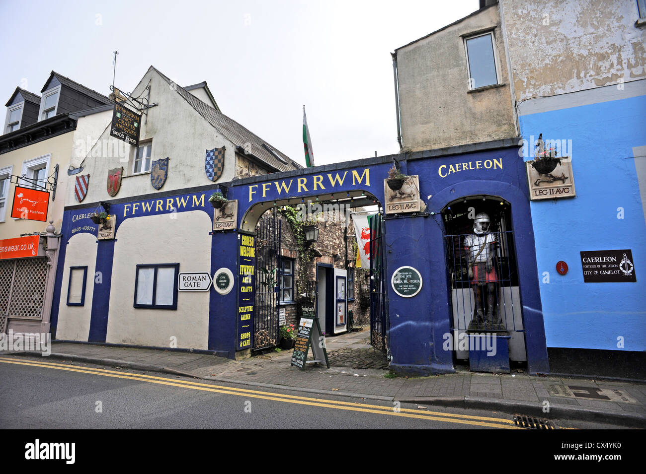 Caerleon Roman gate in the High Street Stock Photo