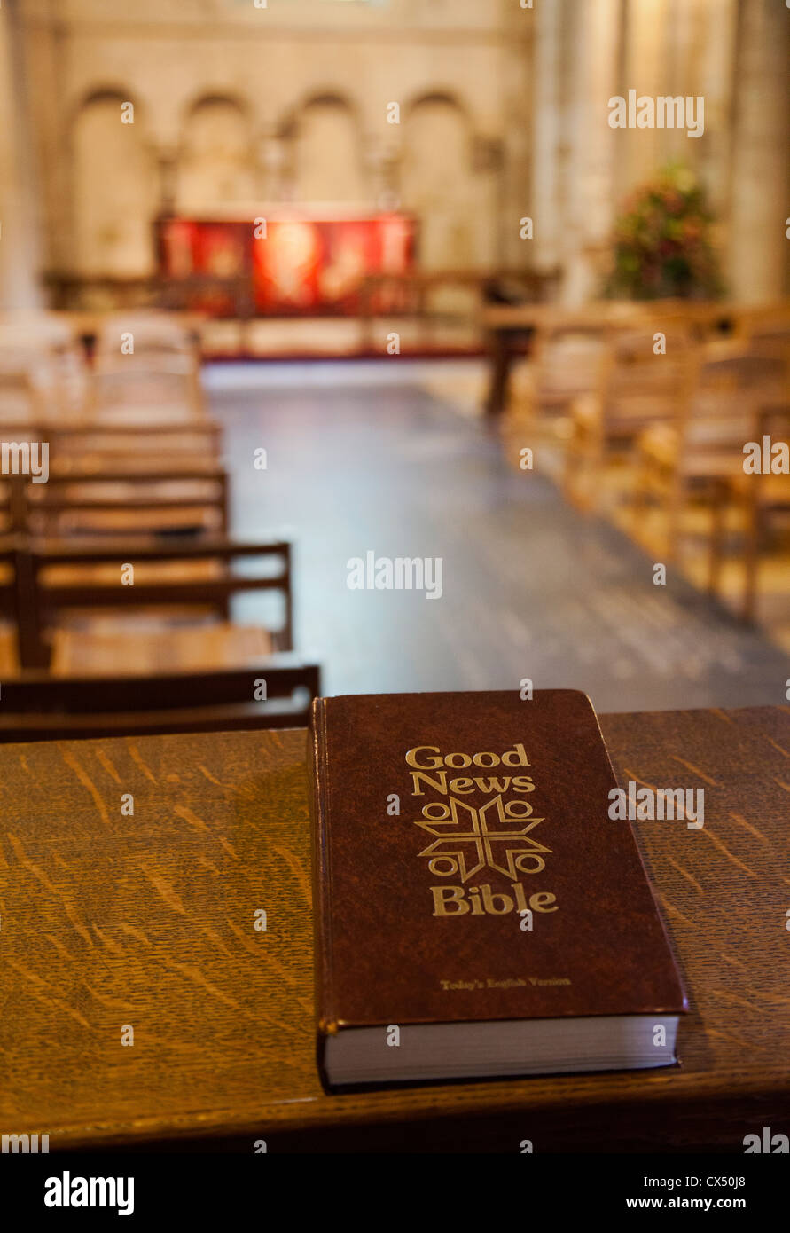 Good News Bible in Epiphany Chapel in Winchester Cathedral - Hampshire UK Stock Photo