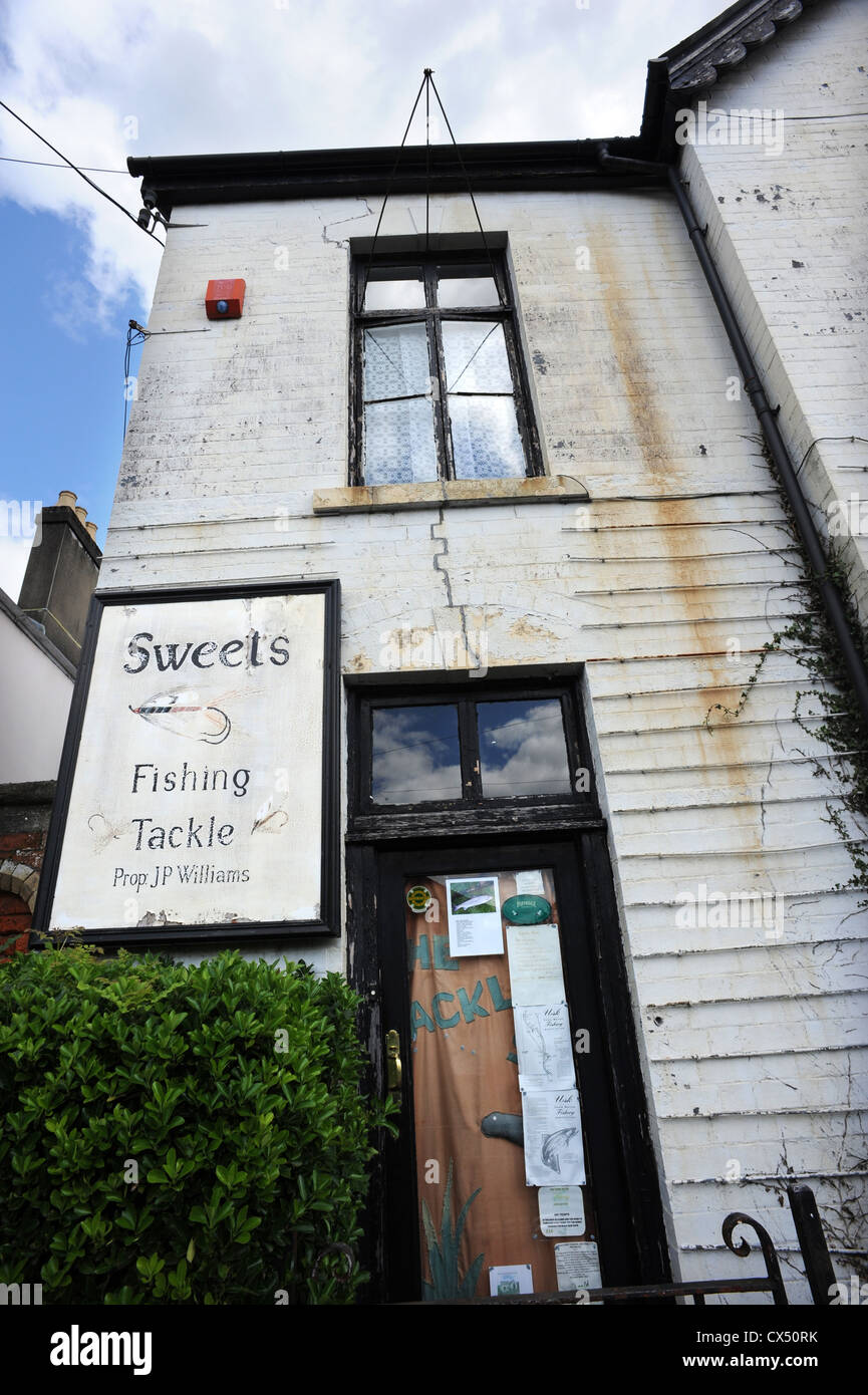 The legendary Sweets Fishing tackle shop in the town of Usk Stock