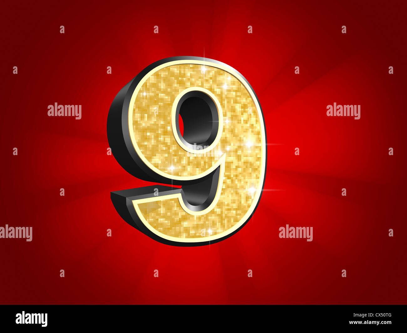 Golden number - 9 Stock Photo - Alamy