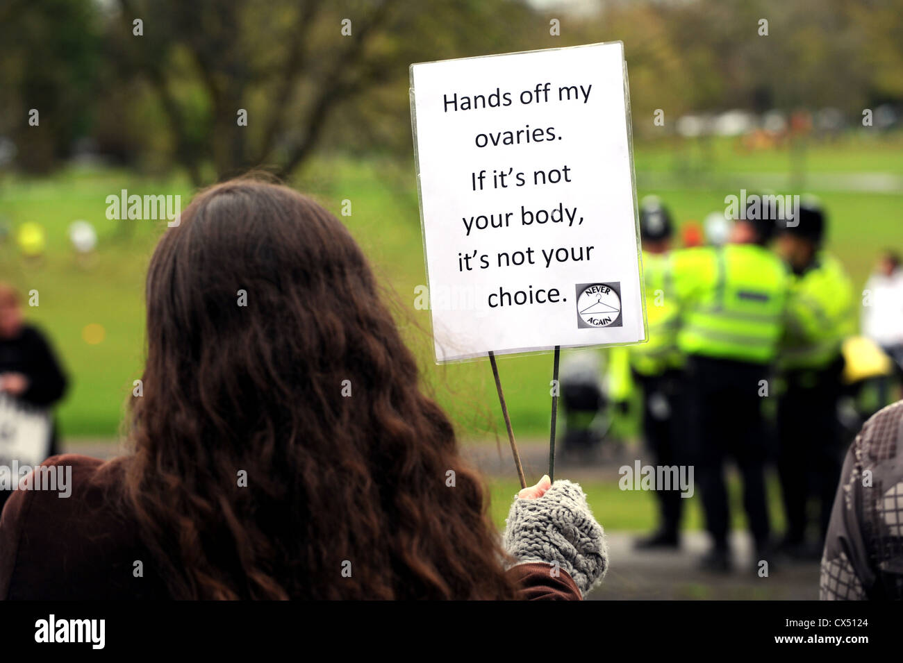 Pro-choice supporters held a counter demonstration against an anti-abortion group’s “kerb-side vigil' in Brighton Stock Photo
