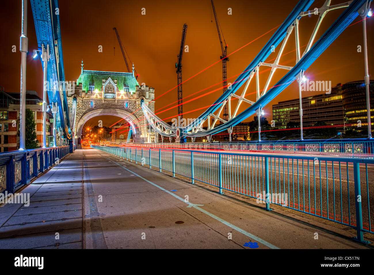 Tower Bridge at night HDR Stock Photo