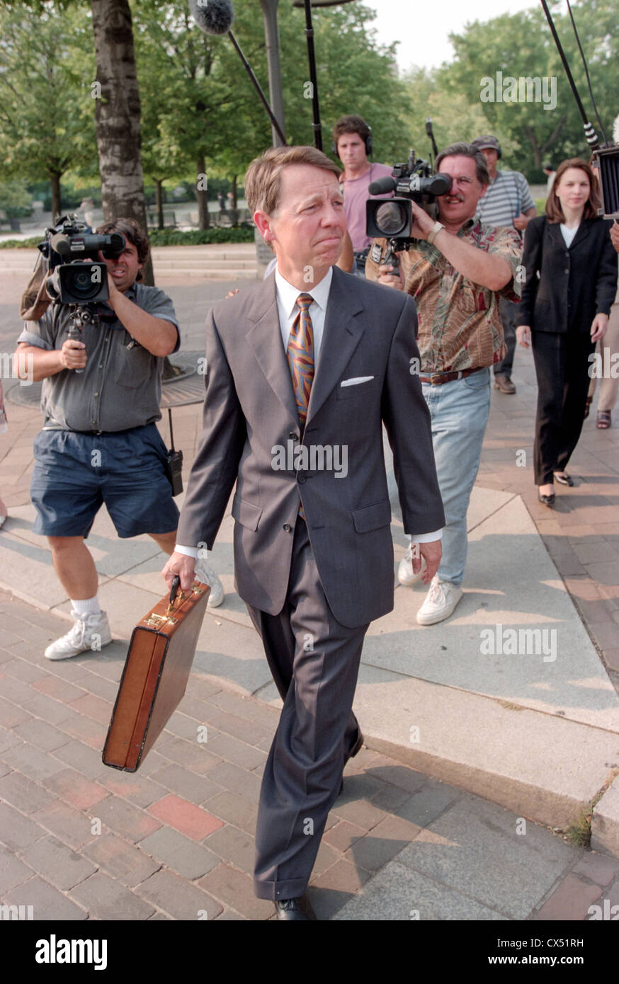 David Kendall, attorney for US President Bill Clinton, leaves the