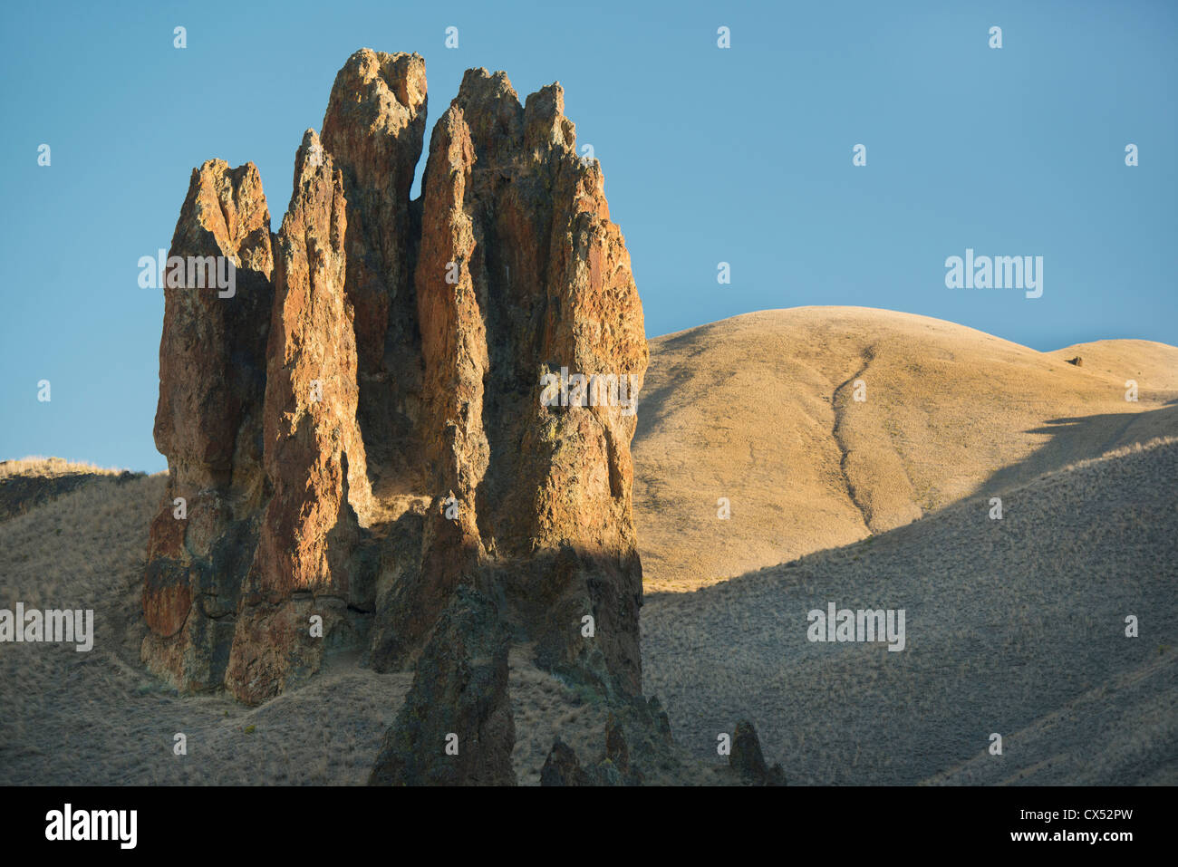 Volcanic Tuff spires, Leslie Gulch Recreation Area, Area of Critical Environmental Concern, Bureau of Land Management, Owyhee di Stock Photo
