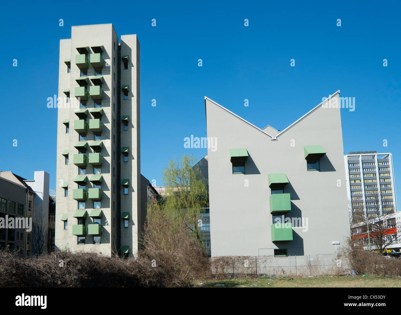 Kreuzberg Tower residential apartment buildings designed by John Hejduk in Berlin Germany Stock Photo