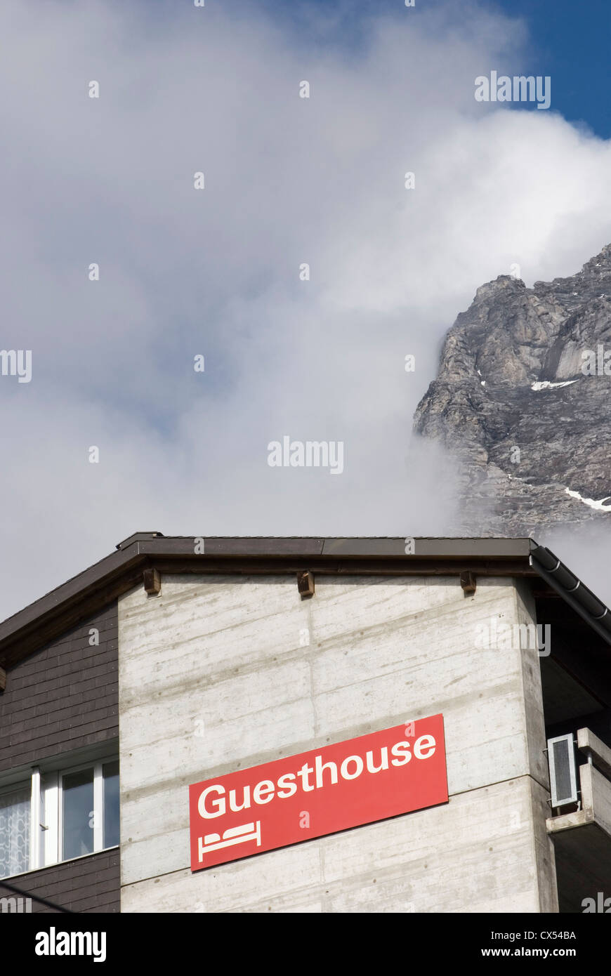 Guesthouse on the mountains - Eigergletscher, Oberland Bernese, Switzerland Stock Photo
