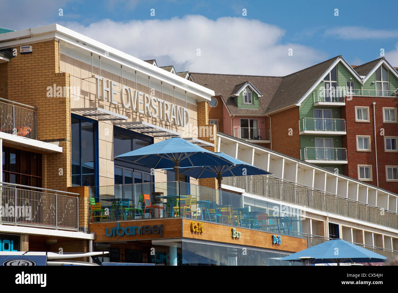 The Overstrand Urban Reef cafe bar at Boscombe, Bournemouth in August Stock Photo