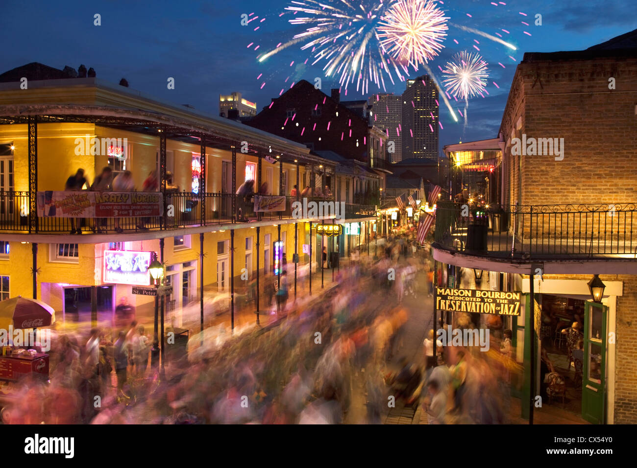 BOURBON STREET FRENCH QUARTER DOWNTOWN NEW ORLEANS LOUISIANA USA Stock