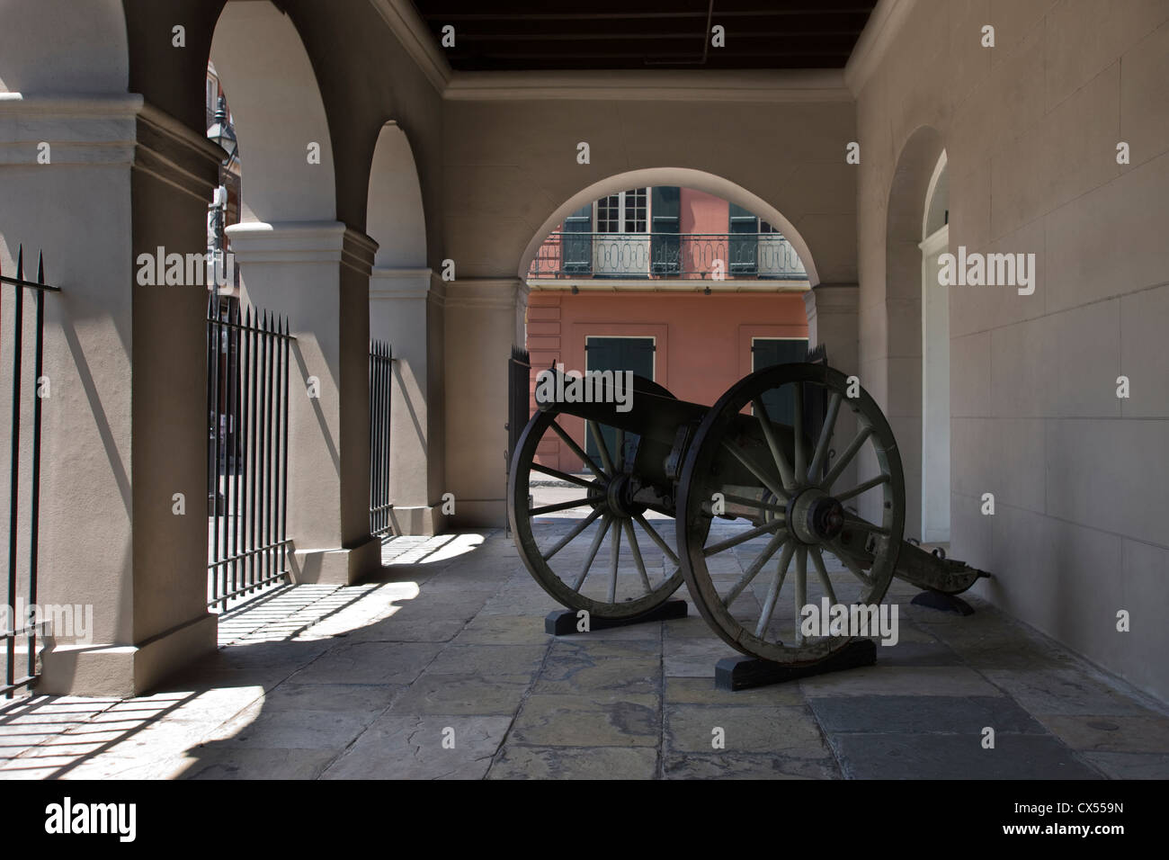 CANNON CABILDO LOUISIANA STATE MUSEUM JACKSON SQUARE FRENCH QUARTER DOWNTOWN NEW ORLEANS LOUISIANA USA Stock Photo