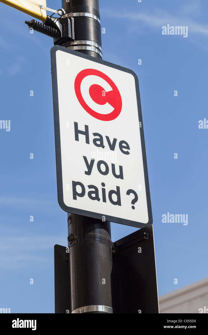 Congestion charge sign, London, England Stock Photo