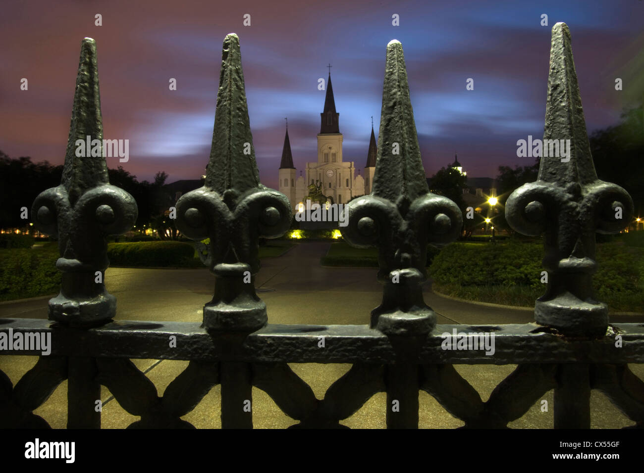 IRON RAILINGS JACKSON SQUARE FRENCH QUARTER DOWNTOWN NEW ORLEANS ...