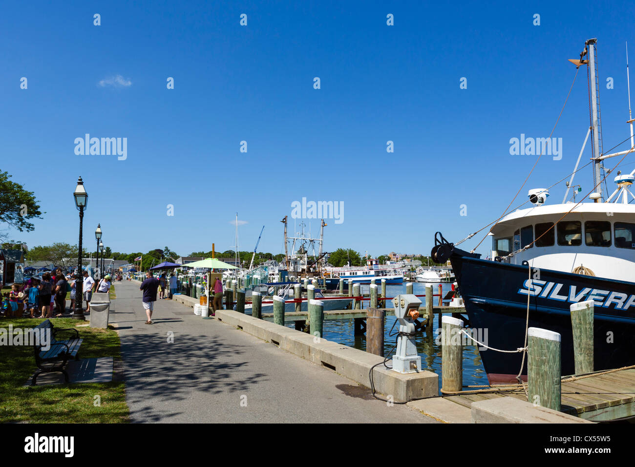 Boats in the harbor at Hyannis, Barnstable, Cape Cod, Massachusetts, USA Stock Photo
