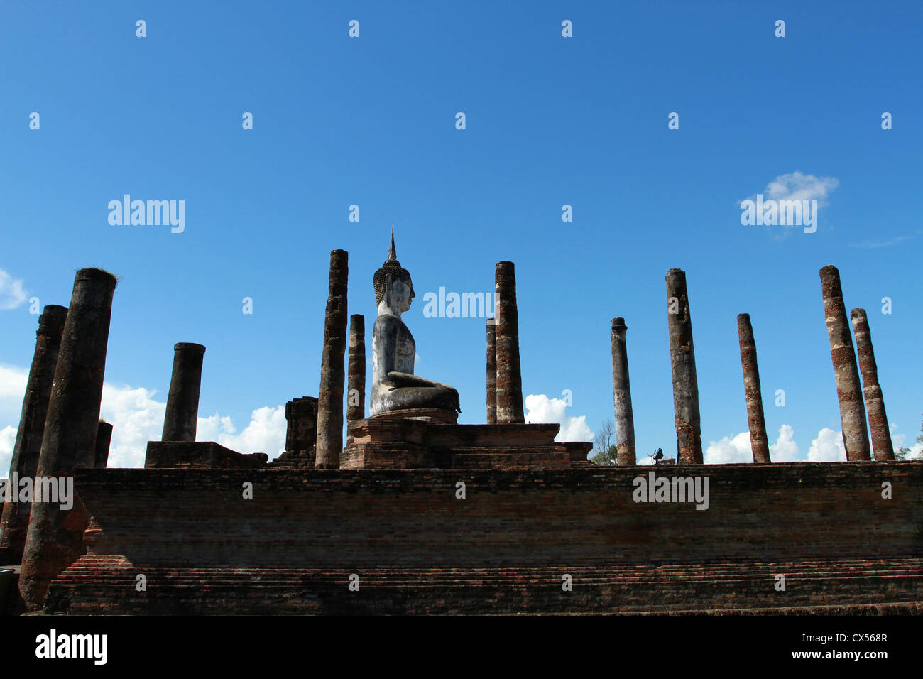 ancient place in national park archaic Buddha beautiful blue sky Stock Photo