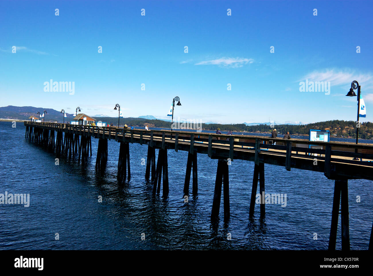 Discovery Passage Public Fishing Pier Campbell River BC Canada Stock