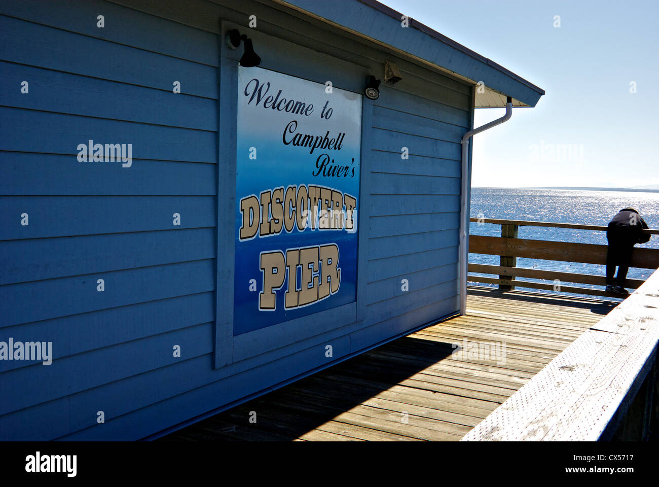 Discovery Passage Public Fishing Pier Campbell River BC Canada Stock
