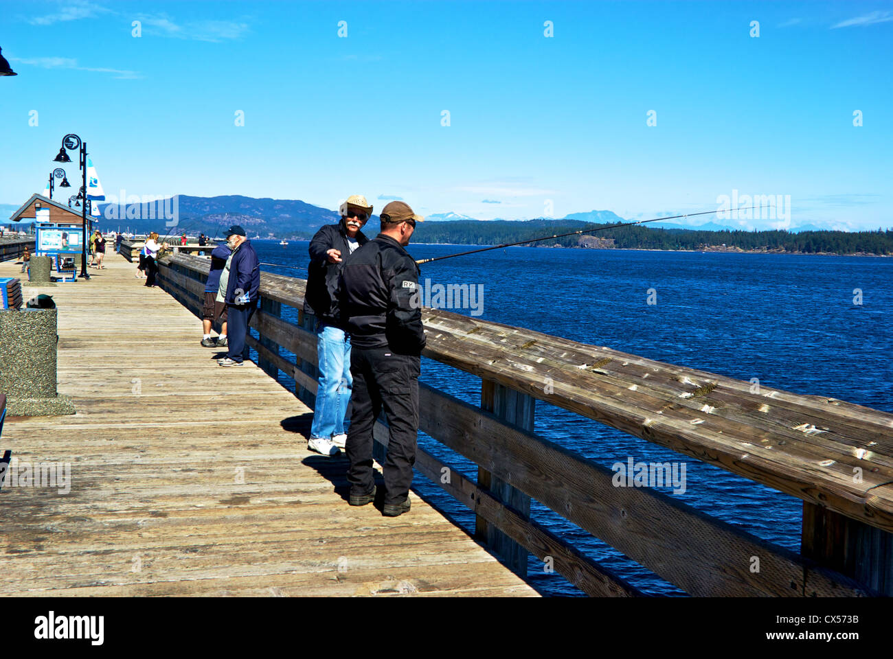 Discovery Passage Public Fishing Pier Campbell River BC Canada Stock