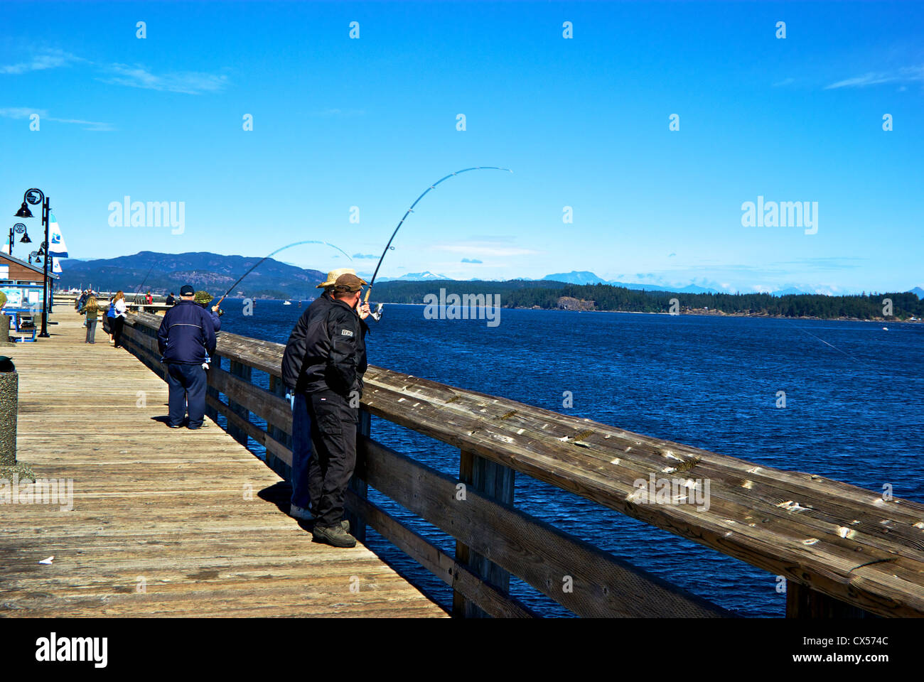 Discovery Passage Public Fishing Pier Campbell River BC Canada Stock