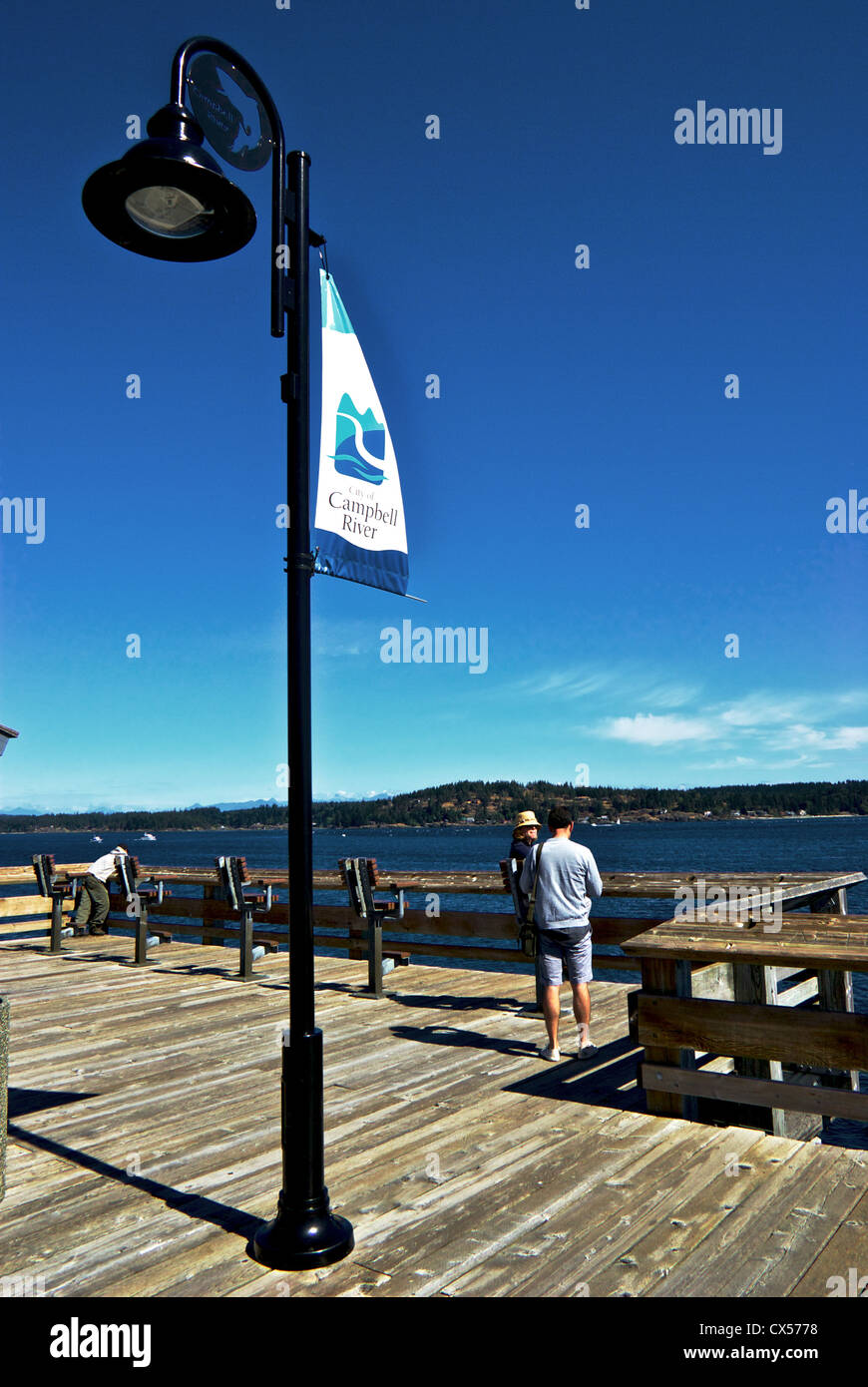 Discovery Passage Public Fishing Pier Campbell River BC Canada Stock