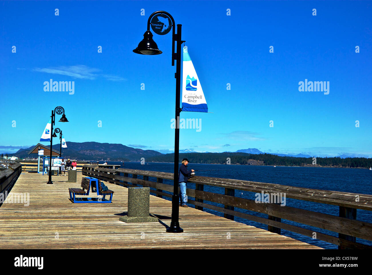 Discovery Passage Public Fishing Pier Campbell River BC Canada Stock Photo