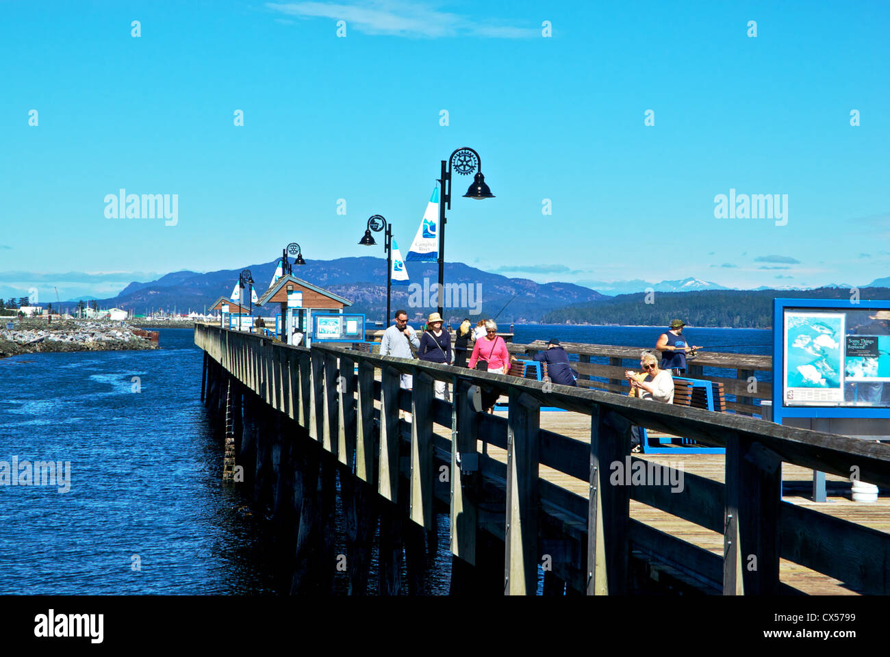 Discovery Passage Public Fishing Pier Campbell River BC Canada Stock