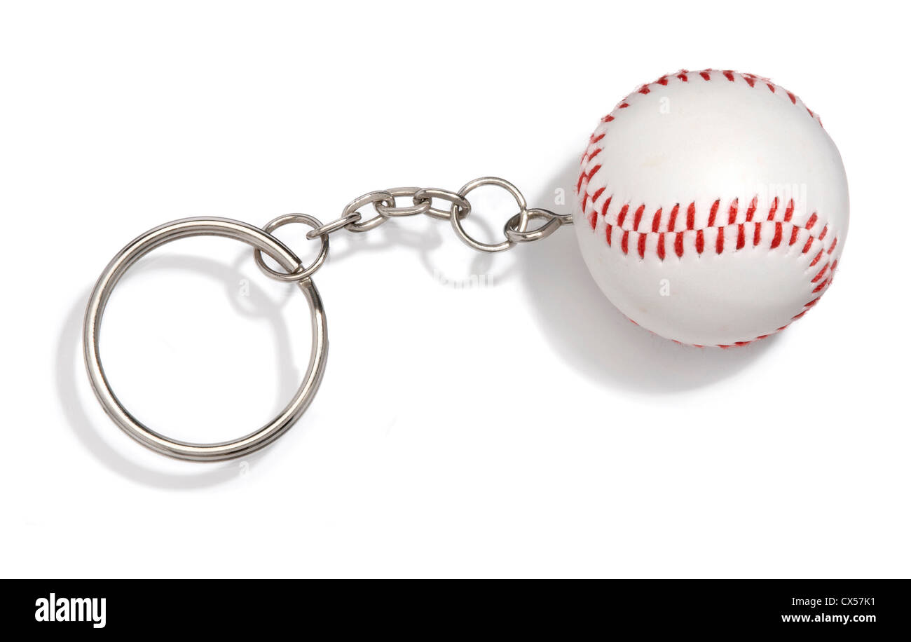 baseball keychain photographed on a white background Stock Photo