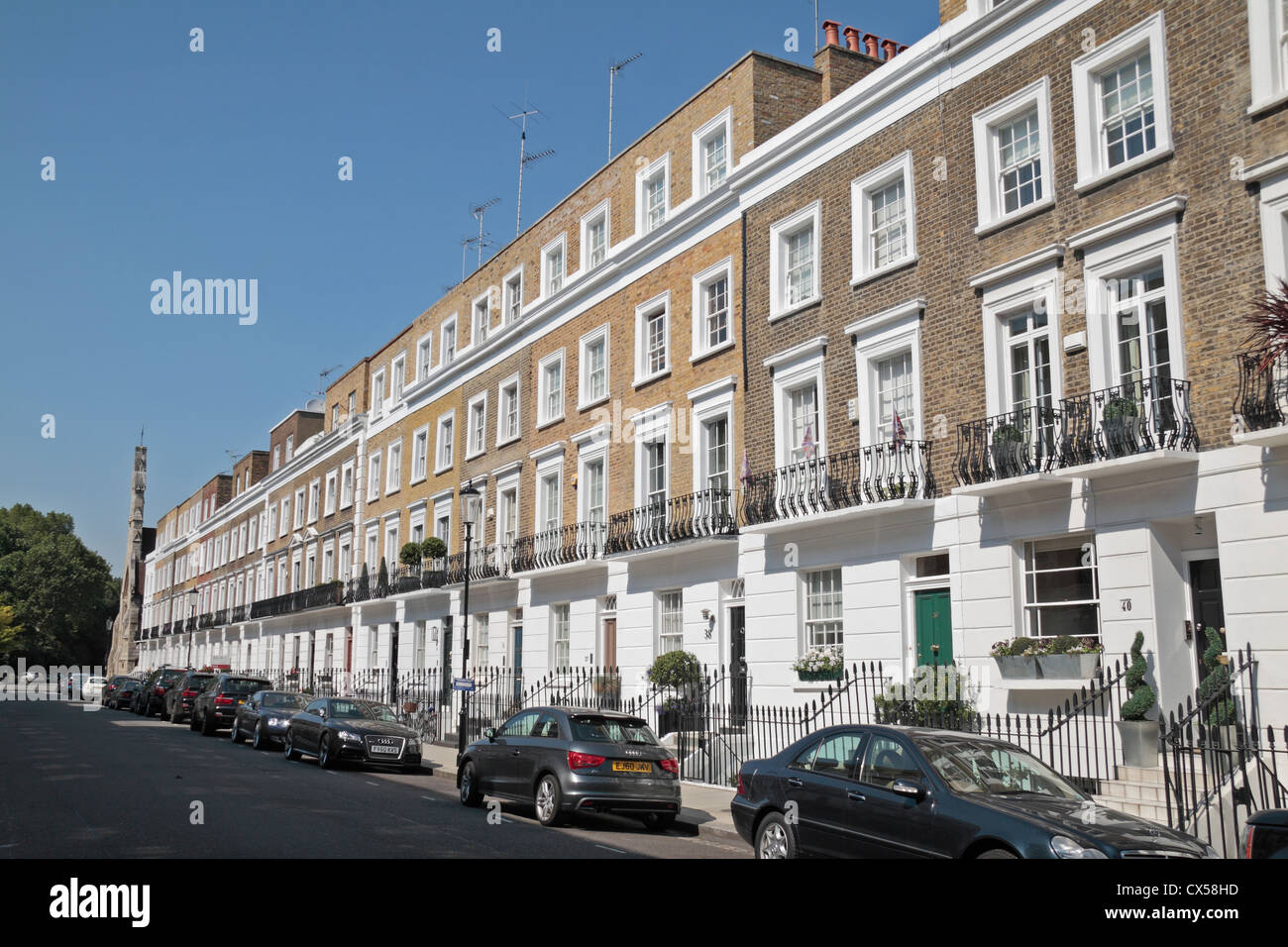 General view down Moore Street, Chelsea, London, SW3, UK Stock Photo ...