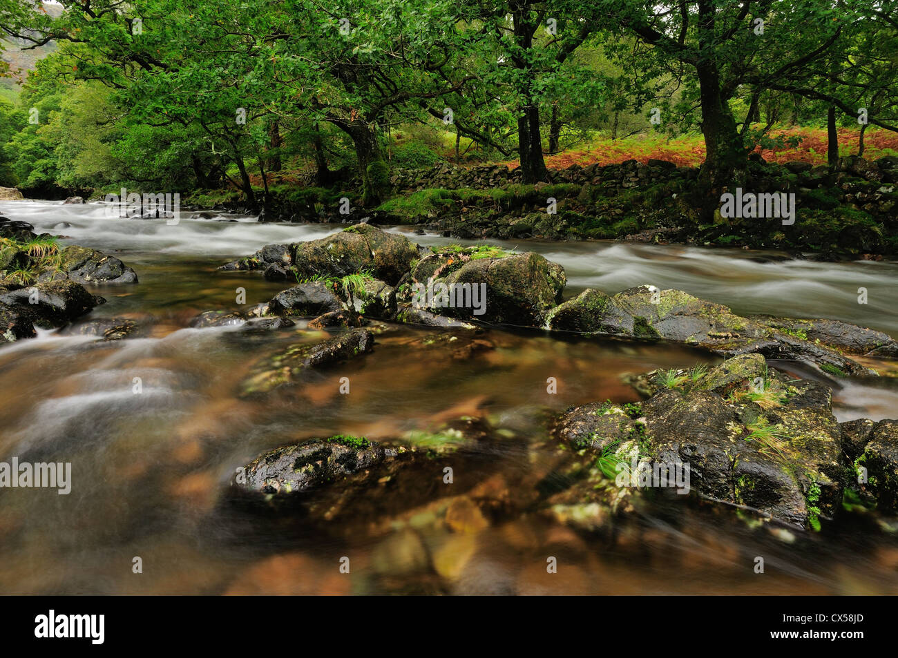 The River Esk near Boot in Eskdale, beautiful valley in the Western English Lake District Stock Photo