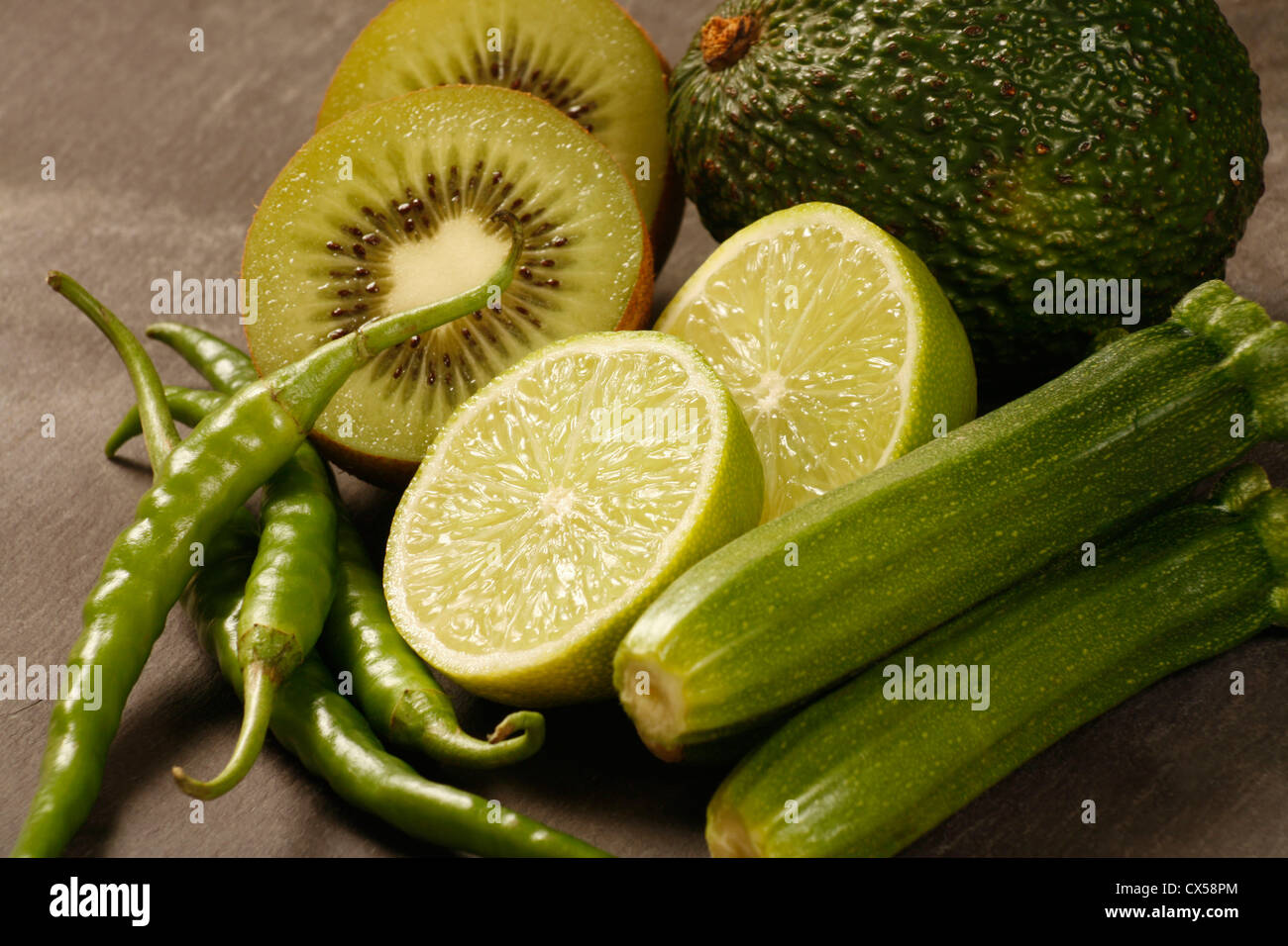 Green fruit and vegetables Stock Photo Alamy