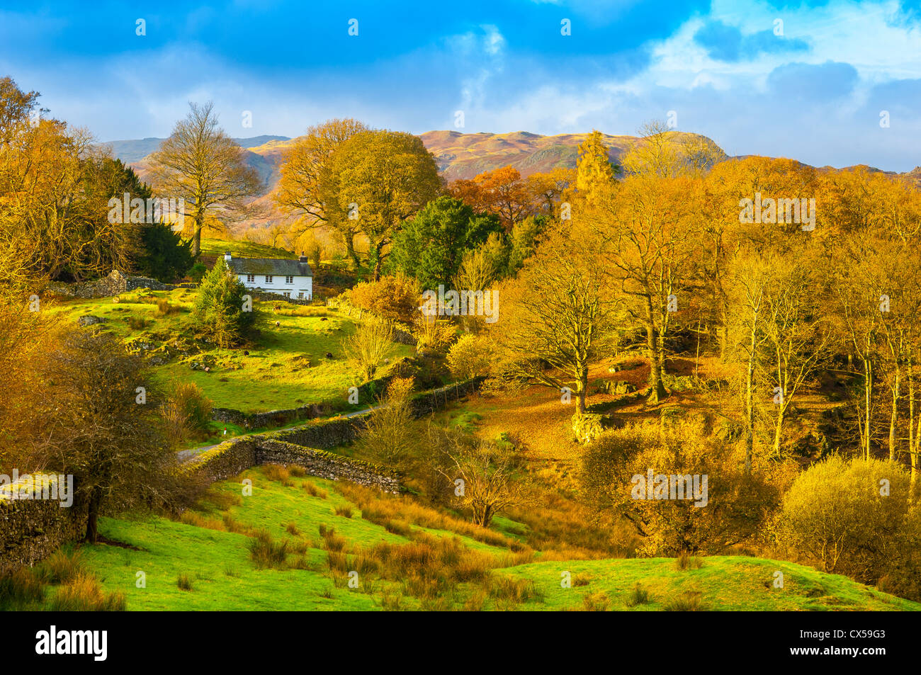 farmhouse; grasmere; lake district; cumbria; england; uk; europe Stock