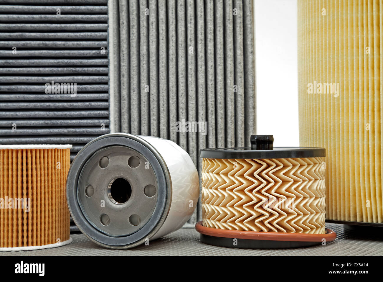 Various filters used for car service of a passenger car Stock Photo Alamy
