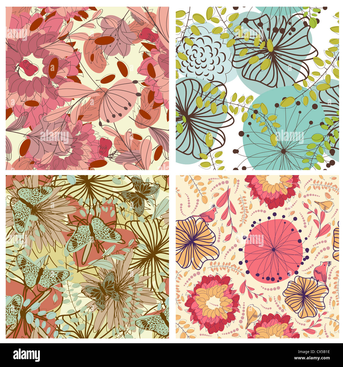 Seamless vector floral pattern Stock Photo - Alamy