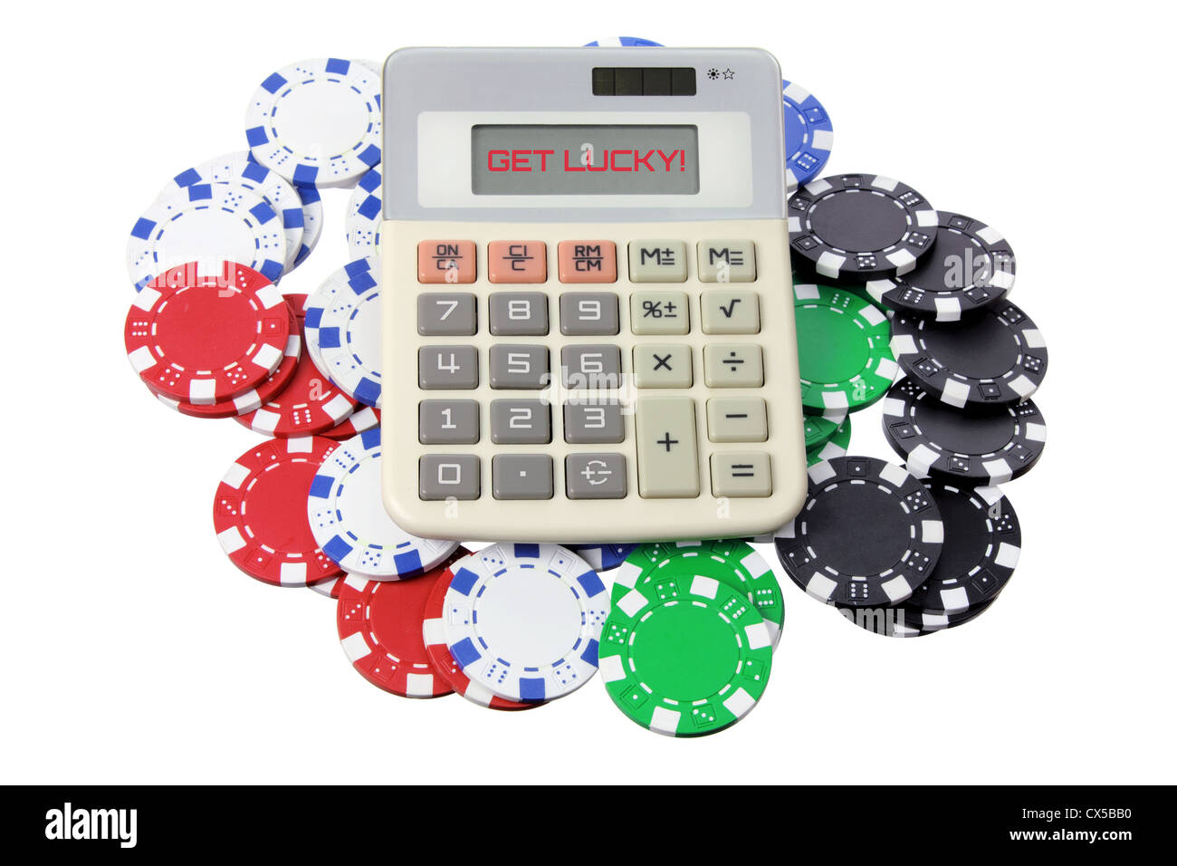 Calculator and Poker Chips Stock Photo Alamy