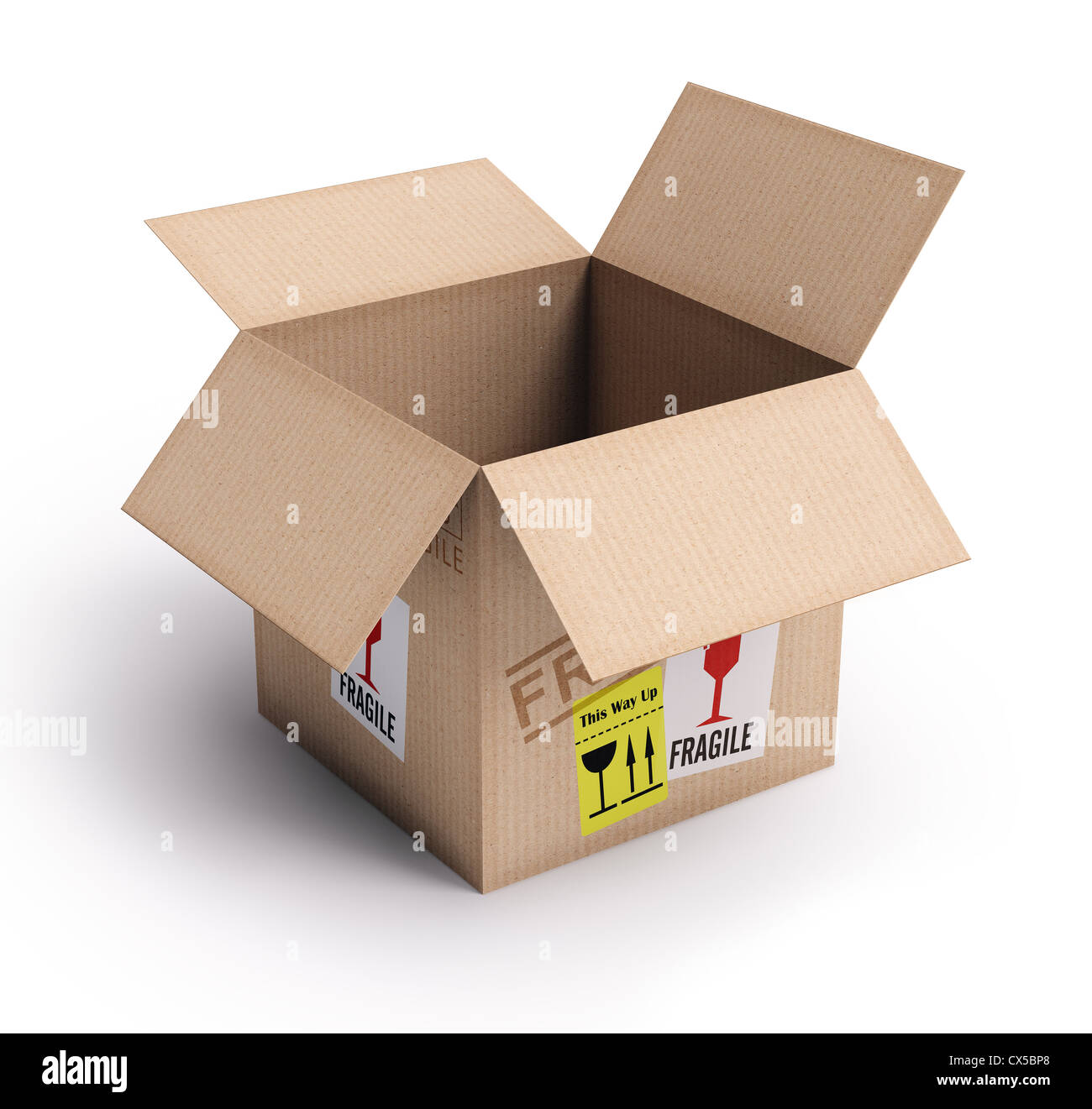 Fragile package open and empty. Concept of shipping Stock Photo Alamy