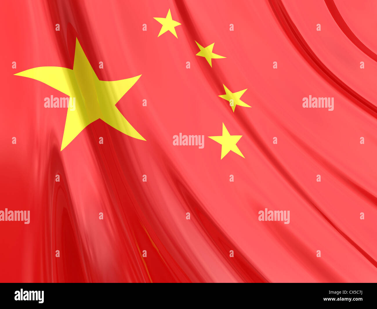 Glossy flag of China. Stock Photo