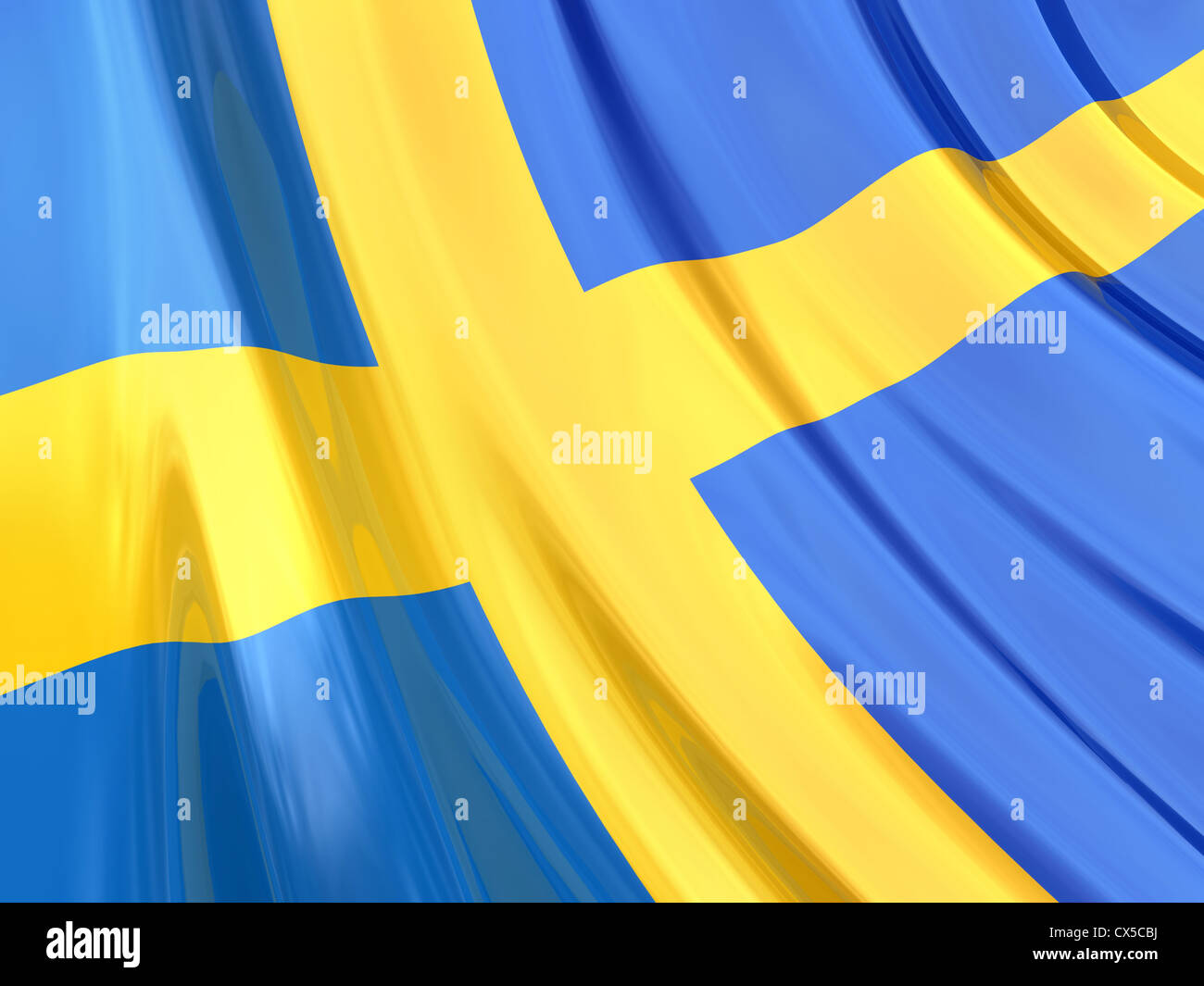 Glossy flag of Sweden. Stock Photo