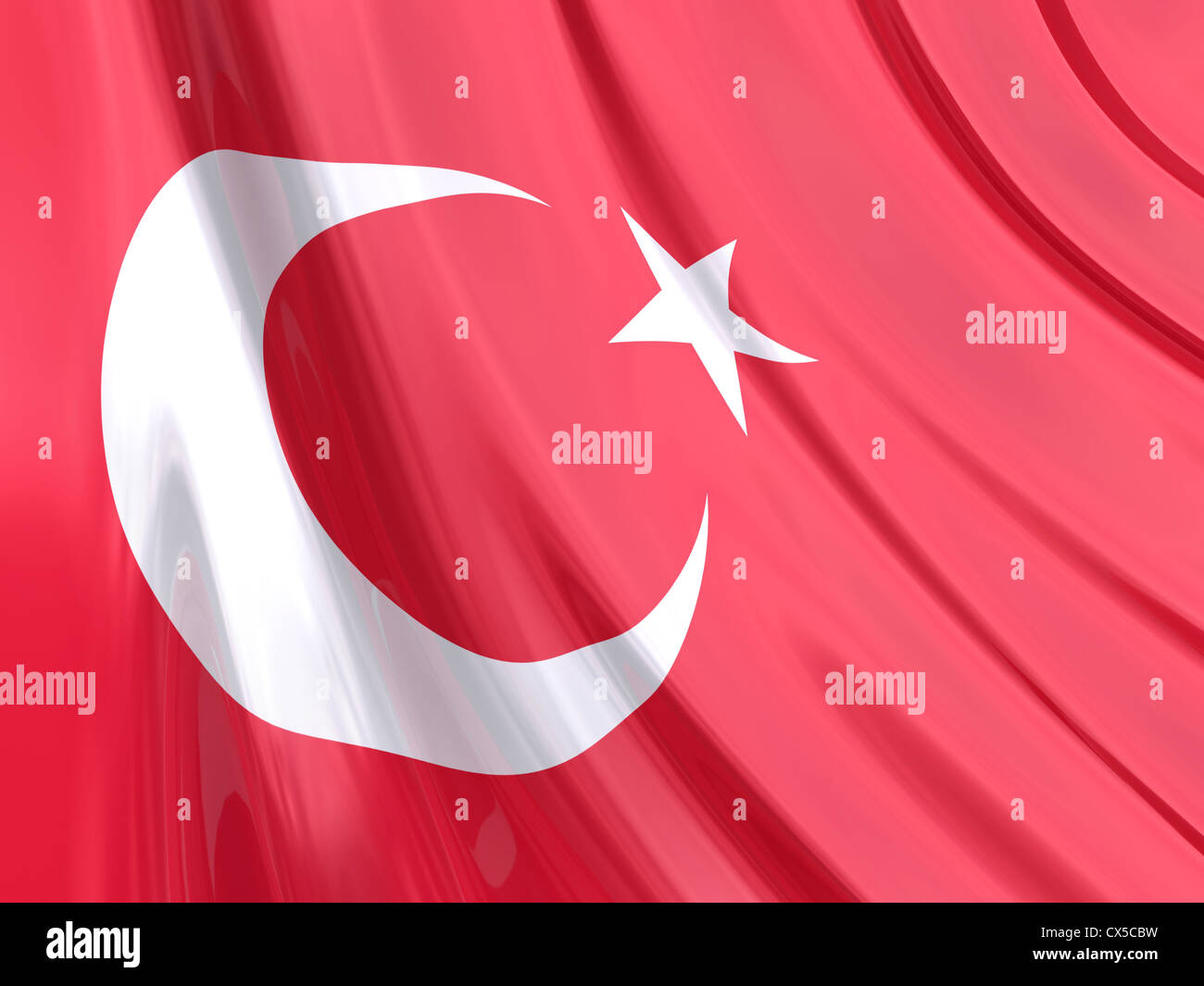 Glossy flag of Turkey. Stock Photo