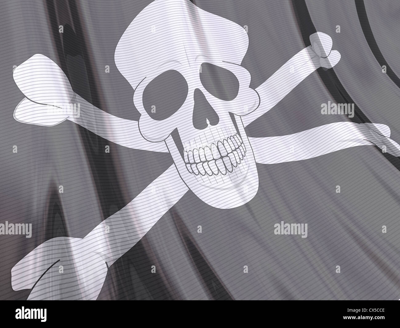 Glossy flag of Pirate. Stock Photo