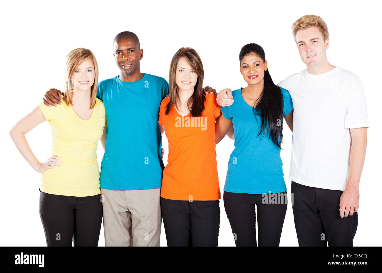 group of diverse people isolated on white Stock Photo