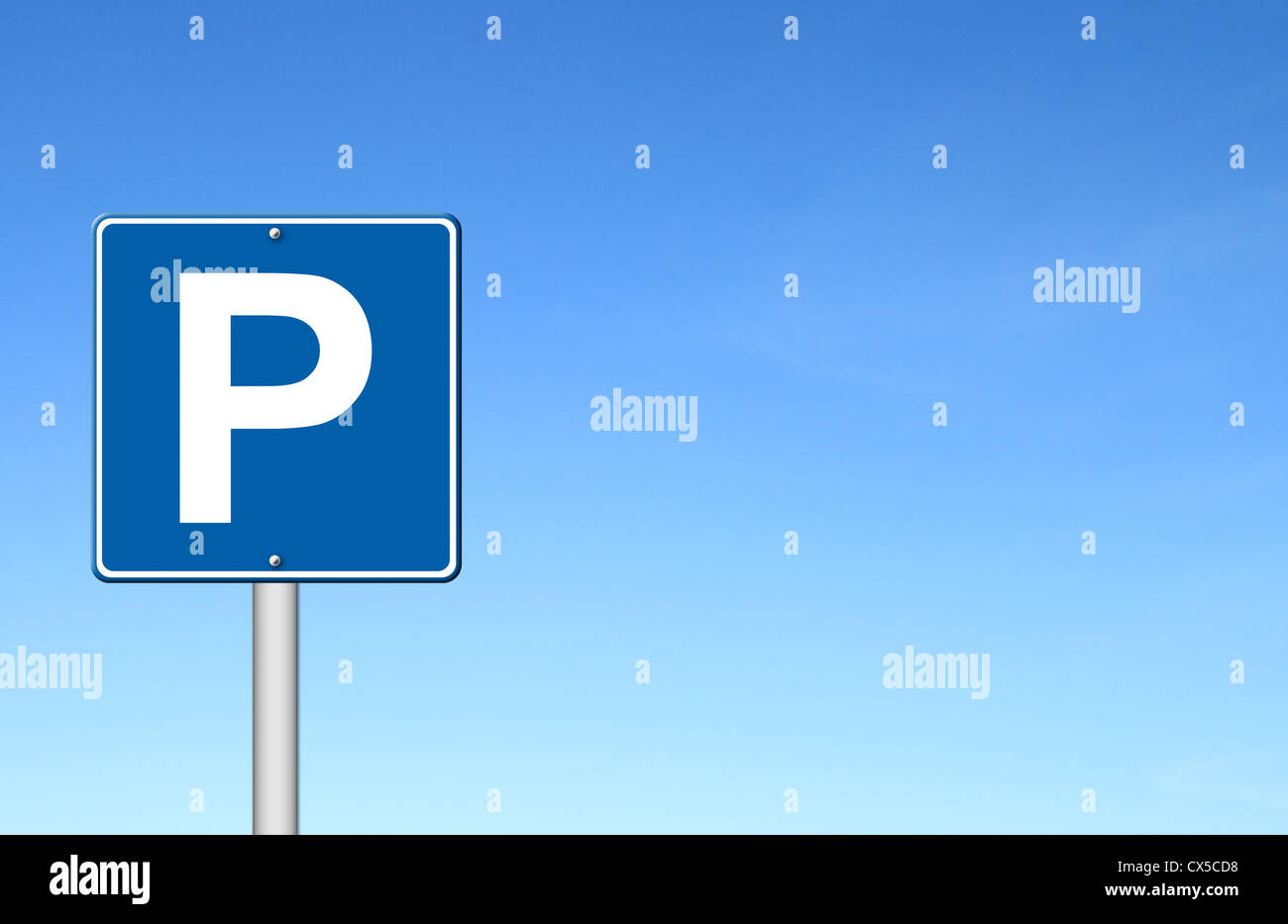Parking traffic sign with blue sky blank for text Stock Photo - Alamy