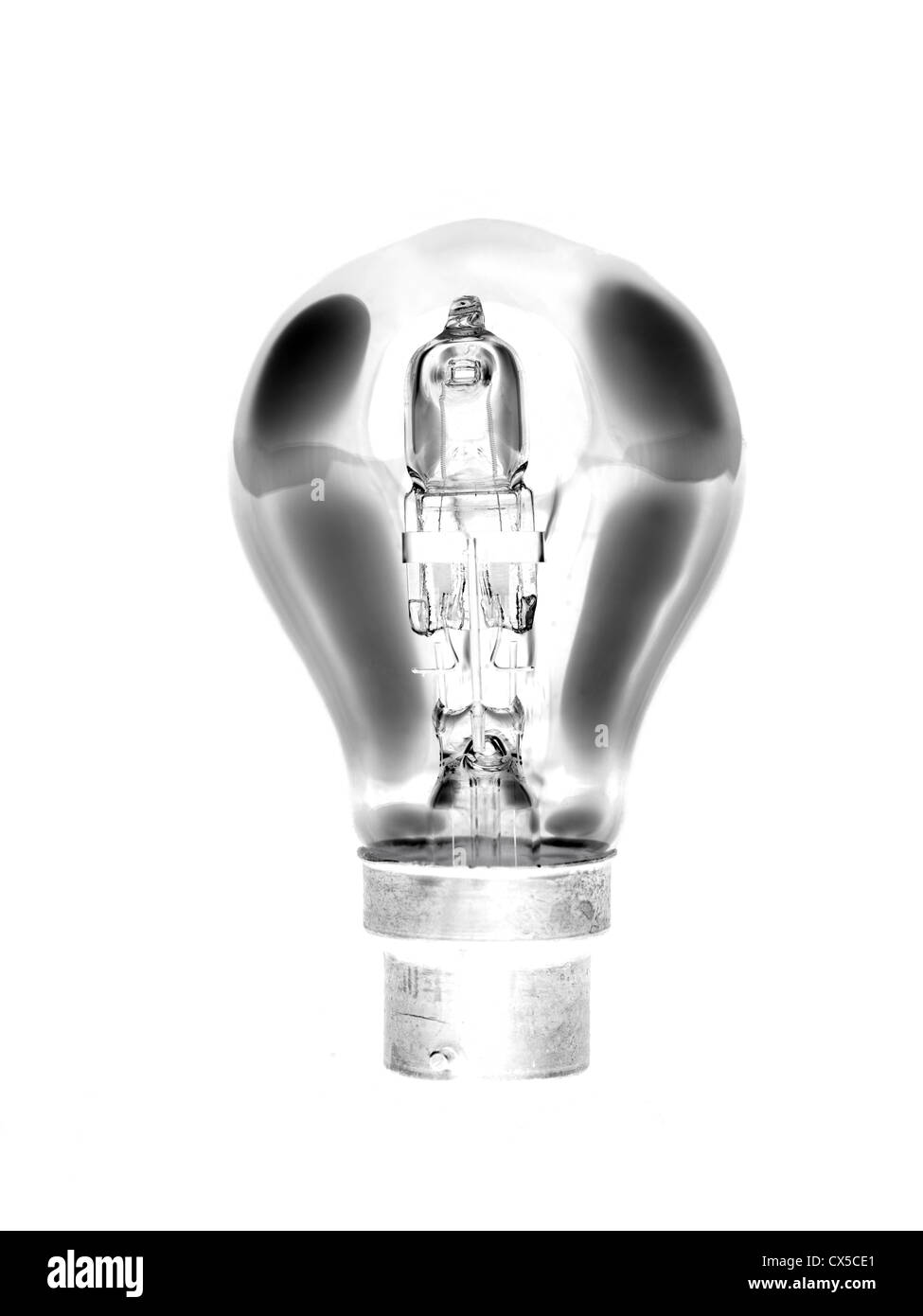 An incandescent light globe isolated against a black background Stock