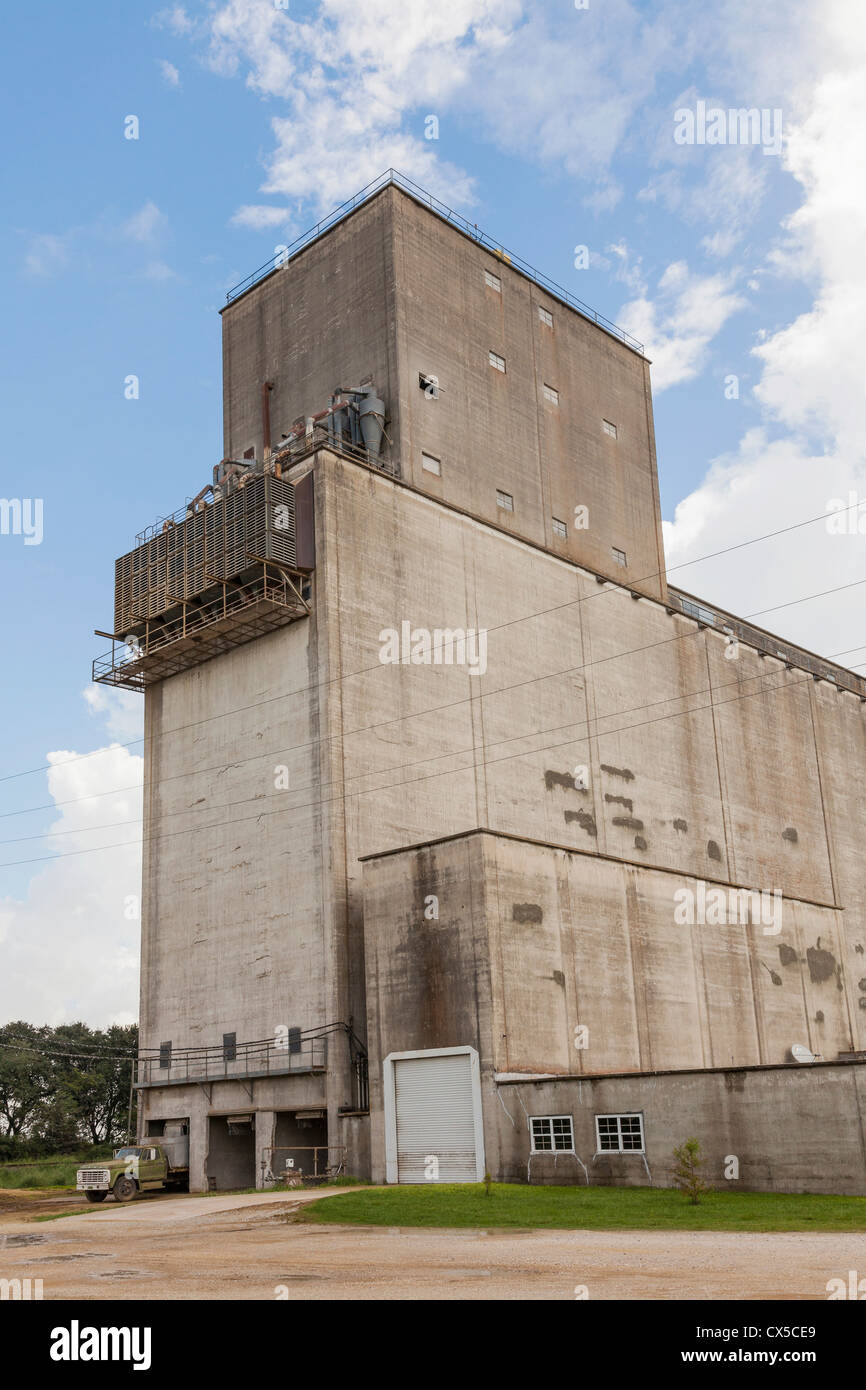 Grain Elevator used for drying rice in rural South Louisiana Stock