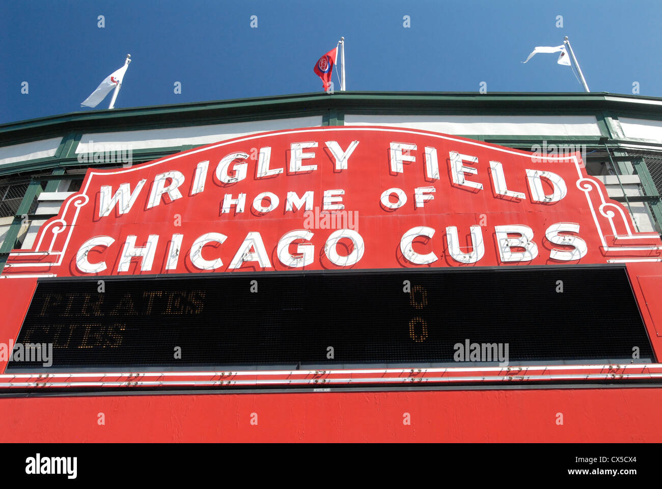 Chicago Cubs team,  Wrigley Field baseball stadium sign, Chicago, Illinois Stock Photo