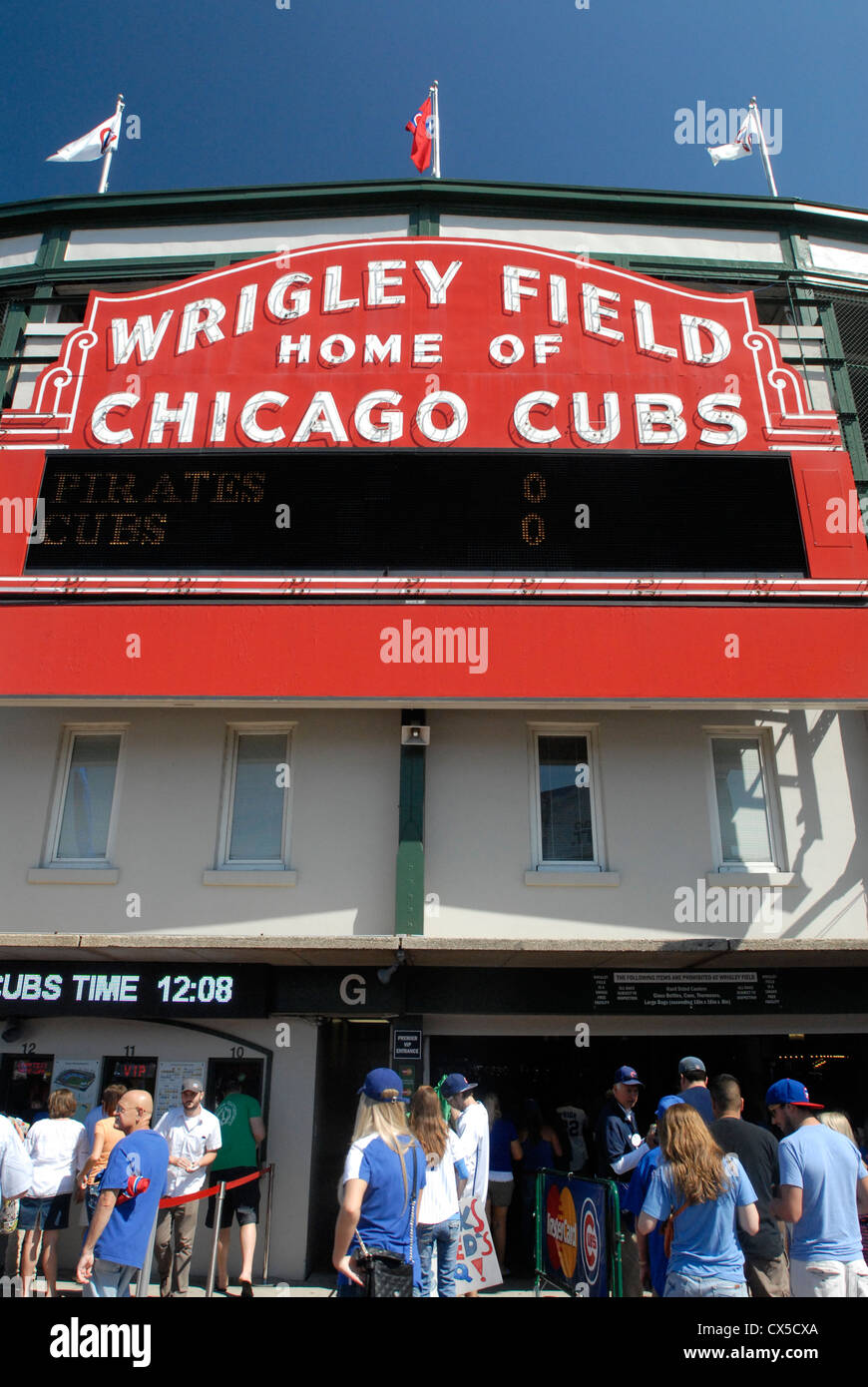 Outside of Wrigley Field baseball stadium on game day, Chicago, Illinois Stock Photo